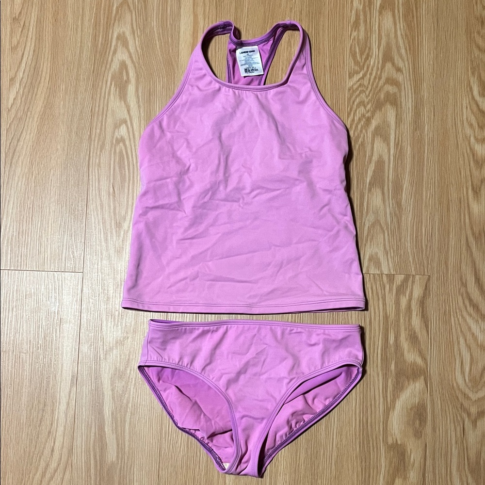 Lands' End Kids Faded Purple/Pink Swim Tankini Set, size girls 12